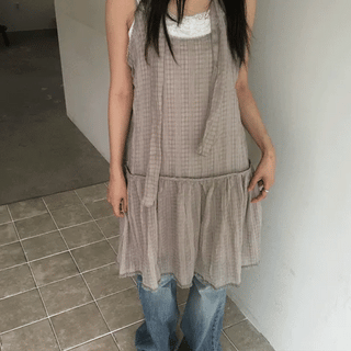 Teddy Check Scarf Dress (2 colors)