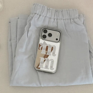 [mm] Rosy Lace iPhone Silver Mirror Bumper Case