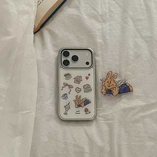 Sweet Bunny iPhone 18 Pro Galaxy Epoxy Silver Bumper Case