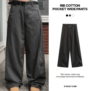 Rib Cotton Pocket Wide Pants
