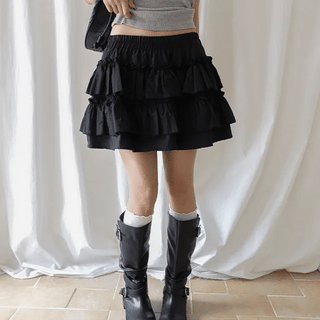 Bontea frill tiered mini skirt