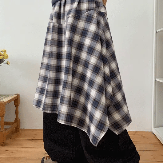 Dabiru Check Elastic Layered Skirt