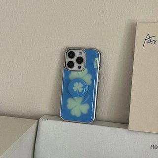 Lucky Clover iPhone 18 Pro Galaxy Epoxy Silver Bumper Case
