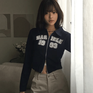 1993 Two-way Ribbed Crop Zip-up