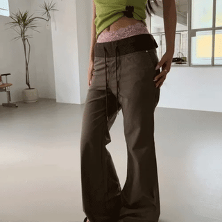 Loafer Elastic Low-Rise Bootcut Denim Pants
