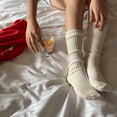 No Wish Ribbed Long Socks