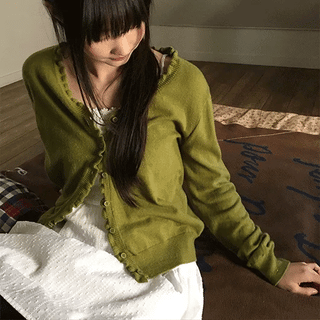Rico Frill V-Neck Knit Cardigan