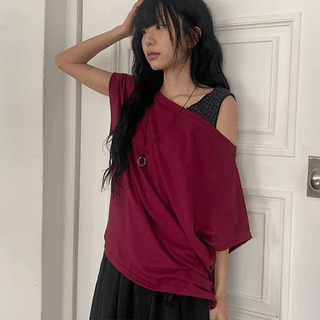 Lanka One-Off-Shoulder Oversized Short-Sleeve Tee