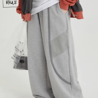 Men's Line Color Block Elastic Waist Jogger Pants