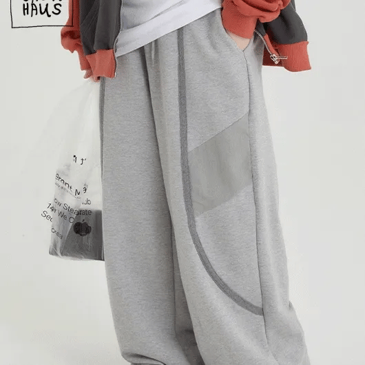 Men's Line Color Block Elastic Waist Jogger Pants