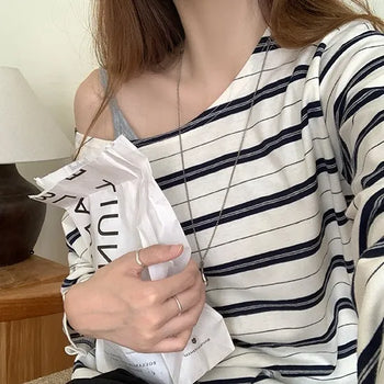 Keyfo Striped Off-Shoulder
