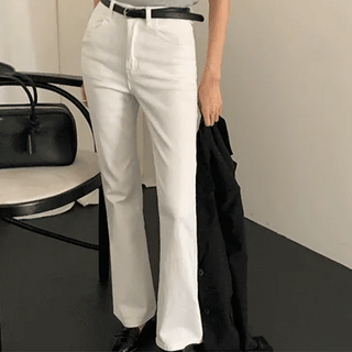 Mockbin Cotton Ivory Semi Bootcut Pants