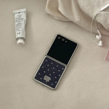 Denim Bloom Galaxy MagSafe Zflip Fold 8 Silver Bumper Phone Case