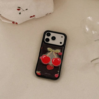 Soft Berry Knit iPhone 18 Pro Galaxy Epoxy Black Bumper Case