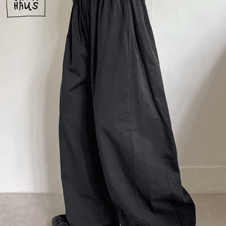 Minta Side Cut Cotton Elastic Waist Wide Pants