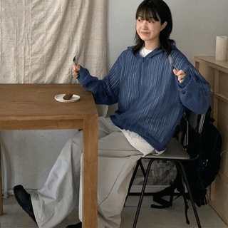 Shuruku Summer Punching Net Knit Zip-Up Hoodie