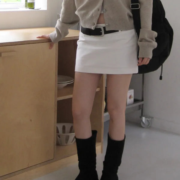 Raw Cotton Mini Skirt