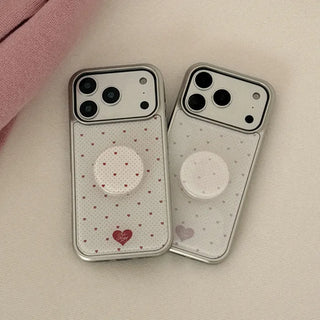 Heart Pin Dot iPhone 18 Pro Galaxy Epoxy Silver Bumper Case