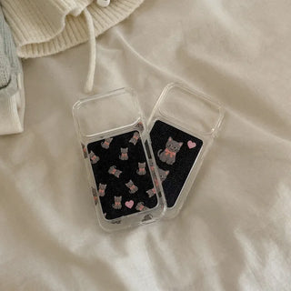 Denim Cat MagSafe Card Clear Wallet Pocket Case