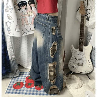 Front laceup marbling pants