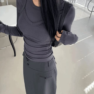 Papf Bustier Long Sleeve Tencel T-shirt