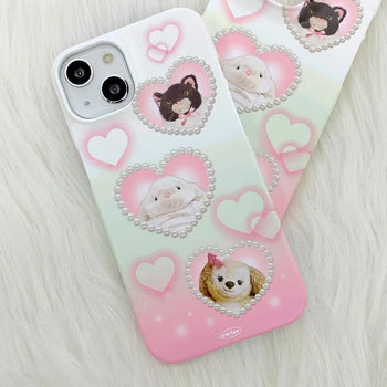 Pearl Heart Pink Doll Realistic Photo Hard Matte iPhone Case