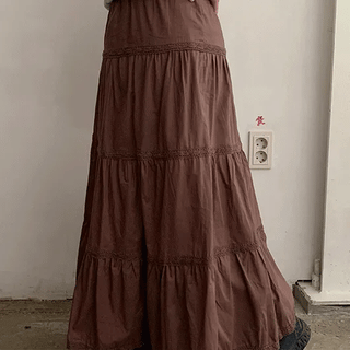 Bodel Frill Lace Banding Long Skirt