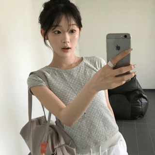 Car Dot Cap Sleeve Top