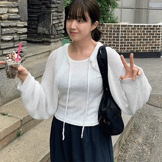 Shuman Summer Boucle Ribbon Bolero Cardigan