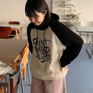 Ichiyo Raglan Color Block Ribbed Hoodie