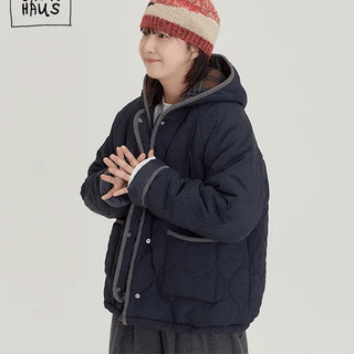 Cotini Quilted Check Color Block Hooded Jumper