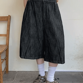 Miguel Banded Carpenter Linen Denim Bermuda Pants