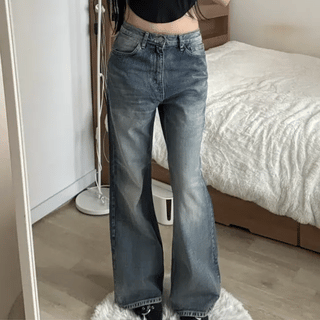 INDIGO Low-Rise Bootcut Pants