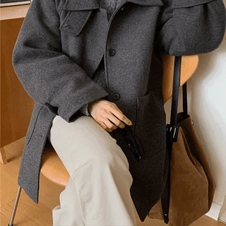 Pretzel Wool Quilted Buckle Half Coat