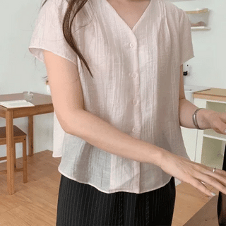 Arte Summer Shirred Short Sleeve Blouse