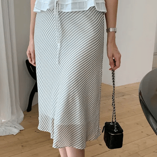 PN Watercolor Lace Banding Midi Skirt