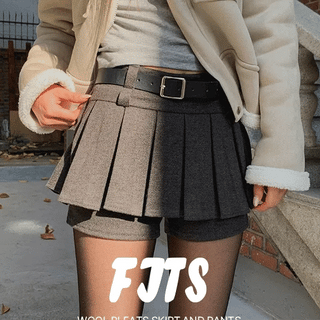 Fits Wool Pleated Skirt Pants