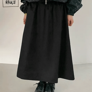 Pienda Fleece-lined Elastic Waist Long Skirt