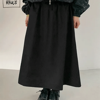 Pienda Fleece-lined Elastic Waist Long Skirt