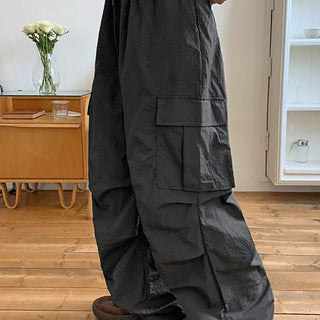 Ancel Elastic Nylon String Parachute Cargo Pants