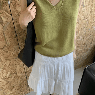 PN Watercolor Lace Banding Midi Skirt