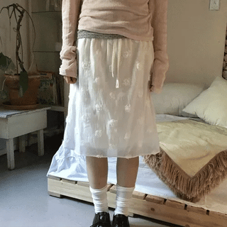 Mauve floral chiffon skirt (2 colors)