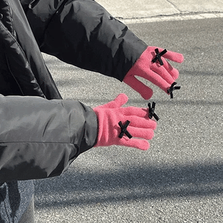 Fingerhole Ribbon Gloves