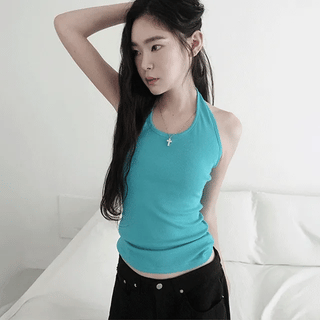 Merena halterneck sleeveless tank top