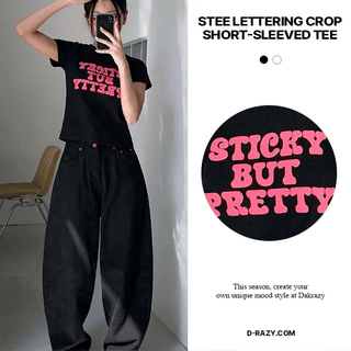 Stie Lettering Crop Short Sleeve T-shirt