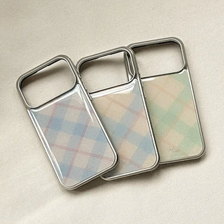 Misty Check iPhone 18 Pro Galaxy Epoxy Silver Bumper Case
