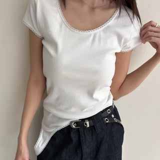 Side Shirred Short Sleeve Long T-shirt