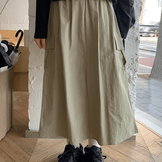 Foenji Elastic Cargo Long Skirt