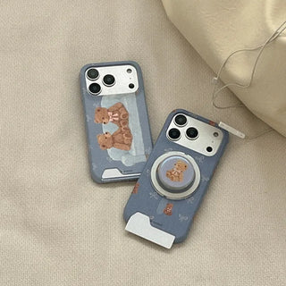 Teddy Friends iPhone 17 Pro Card Holder Hard Case