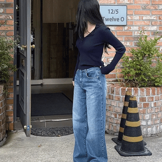Blue dark blue denim pants